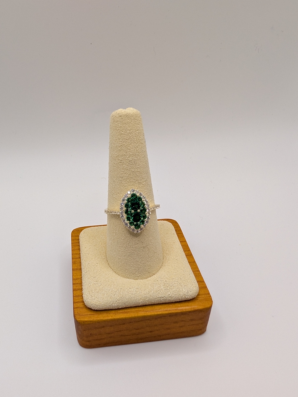 Gold Over Sterling Silver Emerald Green CZ Cluster Ring Size 9